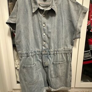 ARULA Light Blue Denim Romper